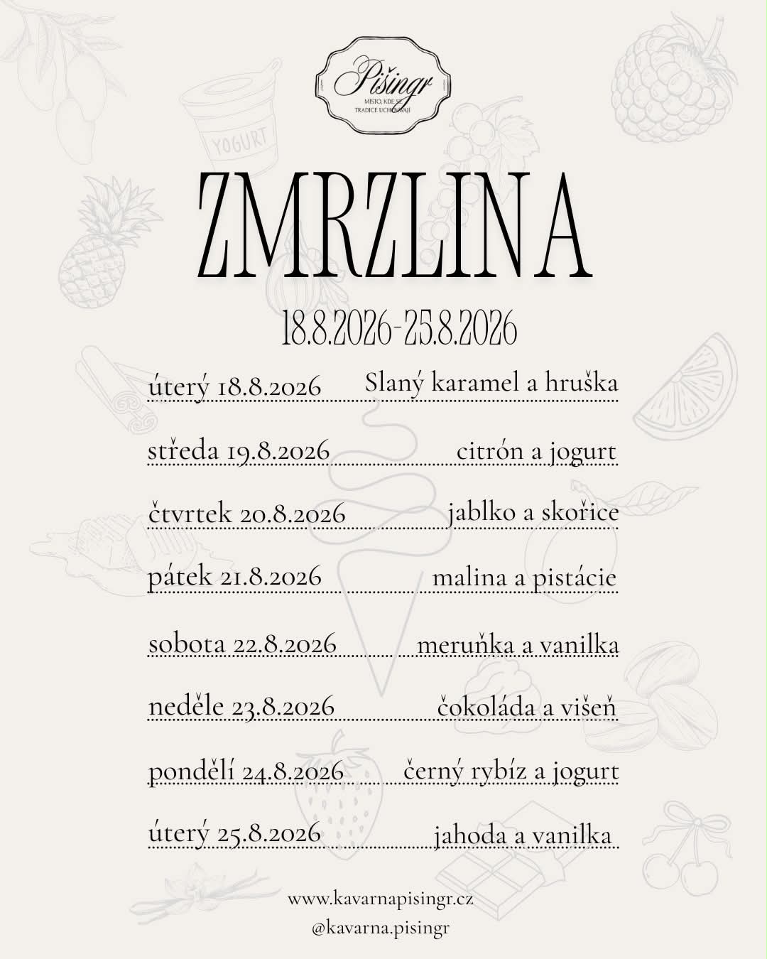 Týdenní příchutě zmrzliny